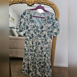 SOLD NWT Loft Garden Puff Sleeve Button Midi Dress